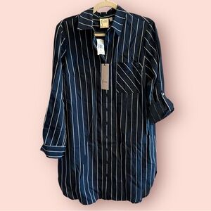 NWT Finley Spectator Techno Stripe Navy and White Shirt Dress